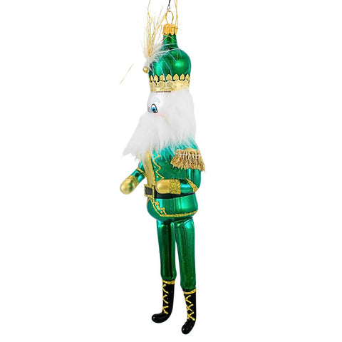 Grande Green Nutcracker Glass Ornament, 9"