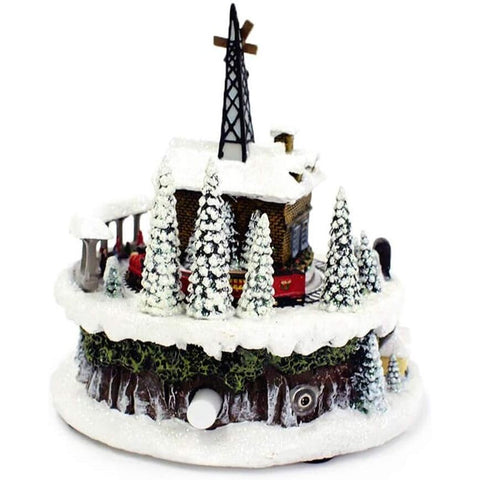 6.75" H Musical Led Village w/ Train