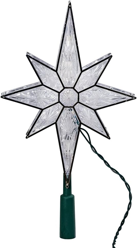 10 Light 10.5" Clear LED 8 Point Star Treetopper