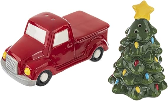 Red Truck with Tree Salt and Pepper Shaker Set