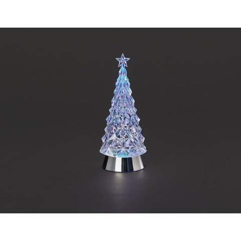 Lighted Multicolored Swirl Christmas Tree w/ Silver Base, 11"