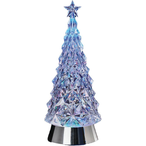 Lighted Multicolored Swirl Christmas Tree w/ Silver Base, 11"