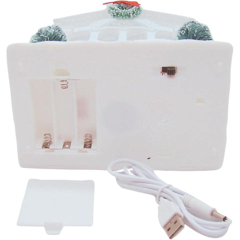 11.5"H Lighted Swirl Church w/Tree & Wreath