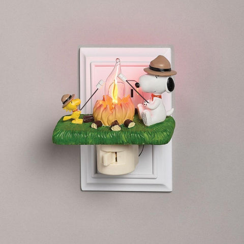 Snoopy and Woodstock Roasting Marshmallows Flickering Night Light, 4.5"