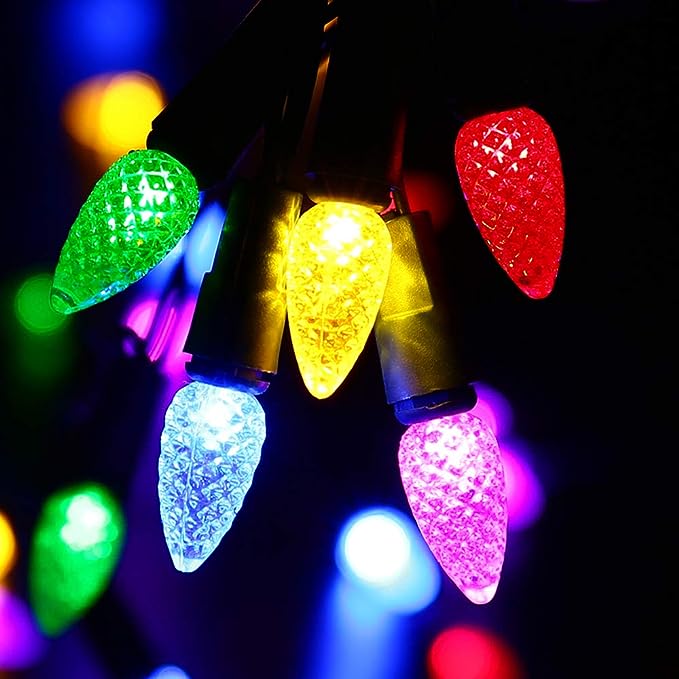 Battery Operated 10' Multi-Color C6 Christmas Lights - 30 C6 Bulbs