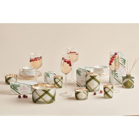 Frosted Plaid Frasier Fir Candles, 3 oz (Set of 2)