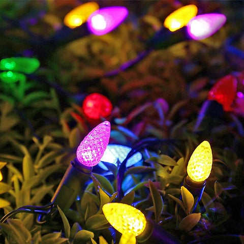 Battery Operated 10' Multi-Color C6 Christmas Lights - 30 C6 Bulbs