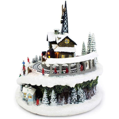 6.75" H Musical Led Village w/ Train