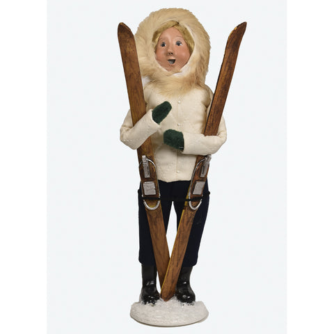 Skiing Woman Caroler Figurine, 13"