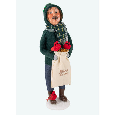 Man w/ Cardinals Caroler Figurine, 13"