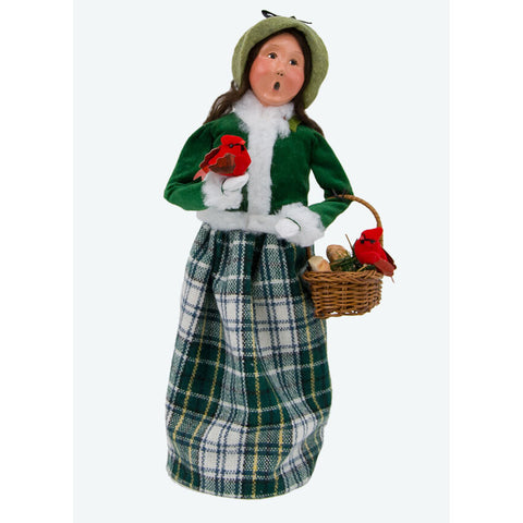 Woman w/ Cardinals Caroler Figurine, 13"