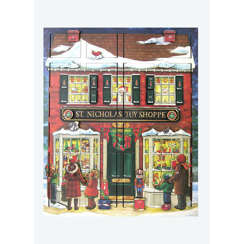 Wooden Musical Advent Toy Shop Calendar, 18.5" x 15"