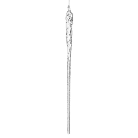 Glass Icicle - Clear w/Frosted Lower Part, 10"