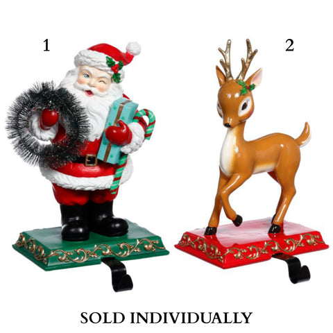 Santa and Deer Stocking Holder, 10-11" (2 Styles - Sold individually)