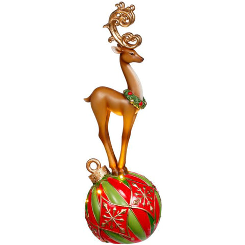 Deer on Ornament with LED, 17"