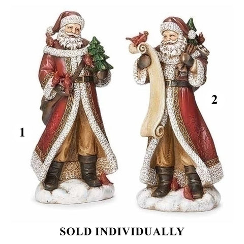Santa w/ Cardinals Resin Figurine, 10" (2 styles - sold individually)