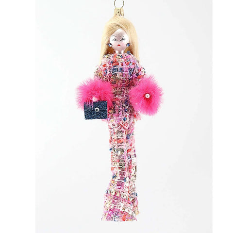 Glass Lady w/Chanel Dress Ornament