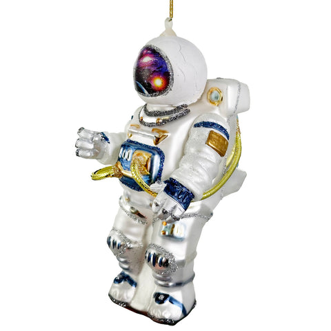 Glass Astronaut Ornament, 5.5" (silver-white)