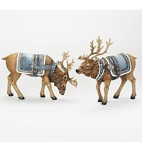 Majestic Deer /W Blue Saddle Decorative Table Top Figurine, 12" (2 Styles - Sold individually)