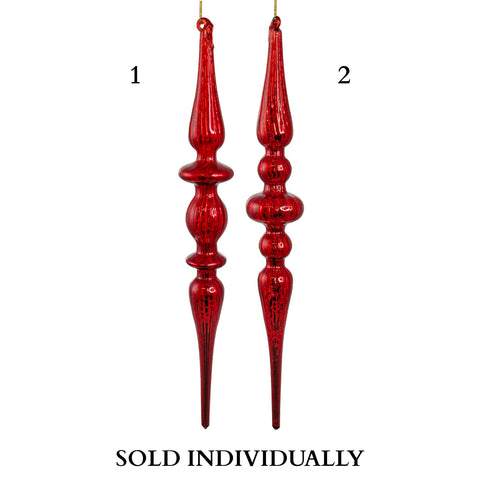 Glass Drop - Lined Antique Red, 11.8" (2 styles - sold individually)