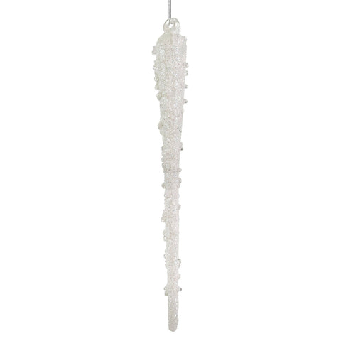 Glass Icicle Frosted w/Glitter, 6"