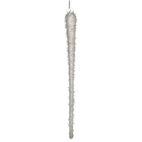 Glass Icicle Frosted w/Glitter, 8"