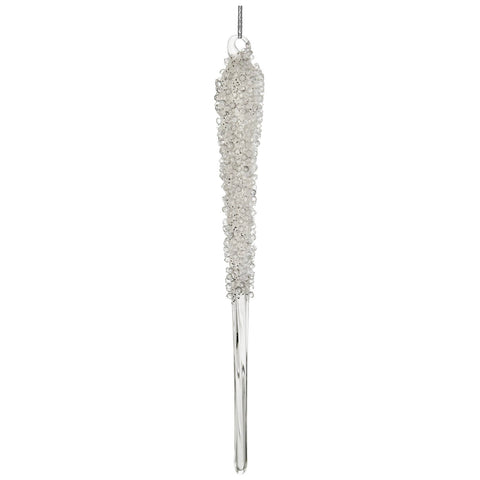 Glass Icicle - Beaded Top, 10.5"