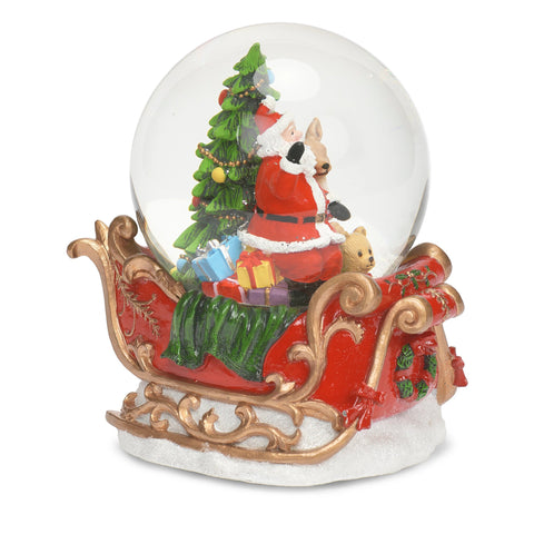 Musical LED Swirl Dome w/Santa in Sleigh, 6.7"