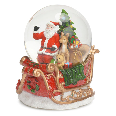 Musical LED Swirl Dome w/Santa in Sleigh, 6.7"
