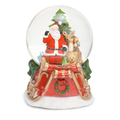 Musical LED Swirl Dome w/Santa in Sleigh, 6.7"