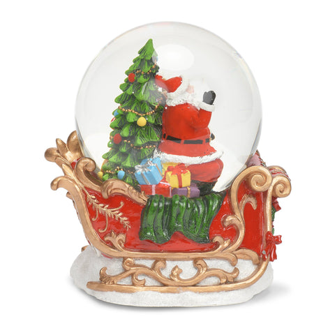 Musical LED Swirl Dome w/Santa in Sleigh, 6.7"