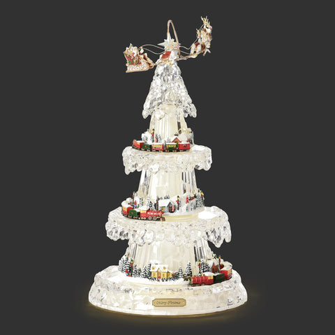 Lighted Musical 4-Layer Merry Christmas Tabletop Decoration, 18.5"