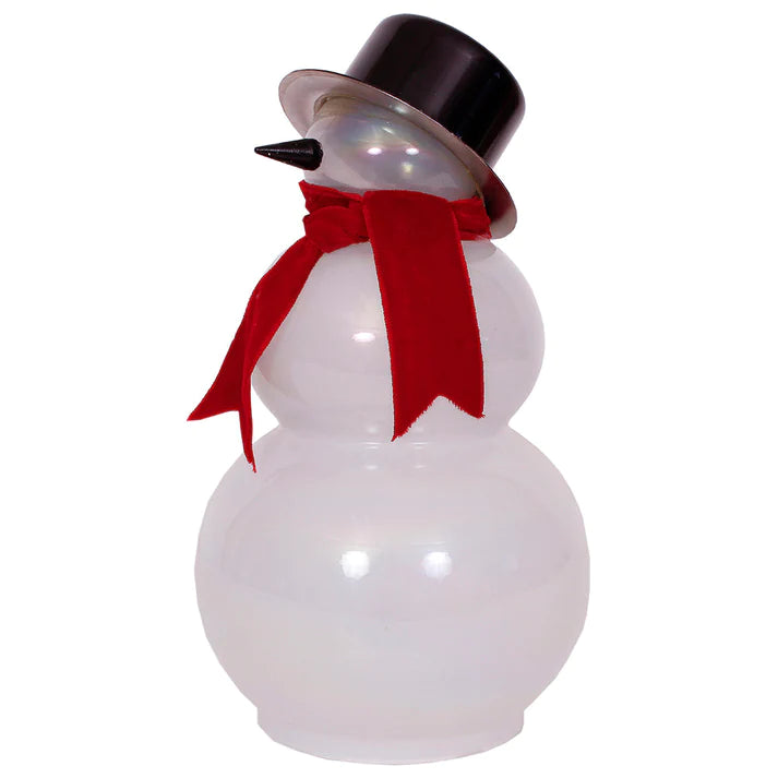 8.5"H x 4"W White Pearl Glass Snowman