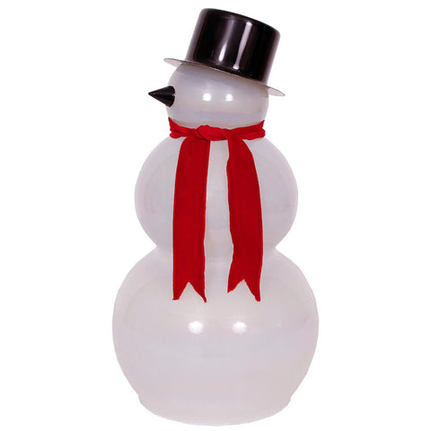 White Pearl Glass Snowman, 13.5"H x 6"W