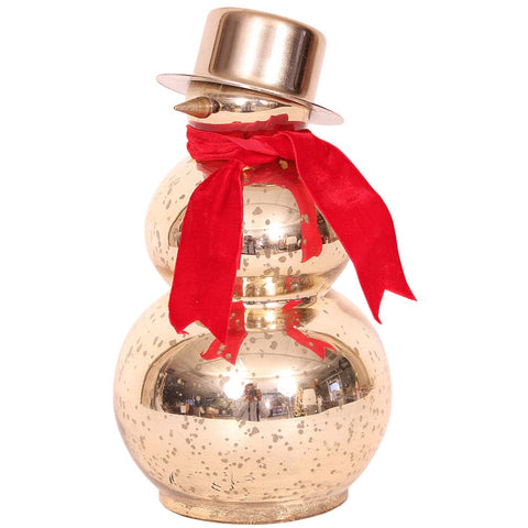 Gold Mercury Glass Snowman, 9"H x 4"W