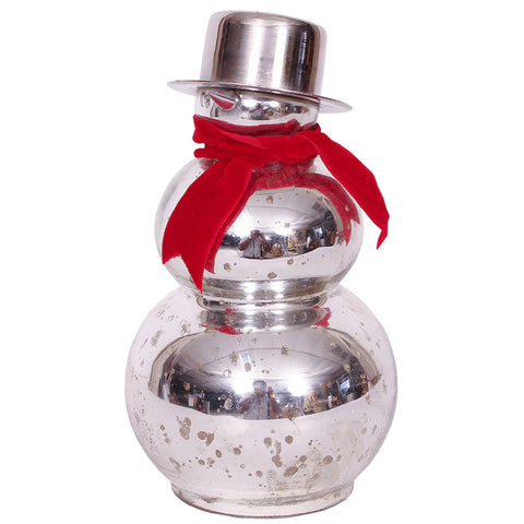 Silver Mercury Glass Snowman Figurine, 8.5" x 4"