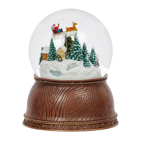 Wind-Up Musical Village Dome w/ Rotating Santa & Tree, 5.7"