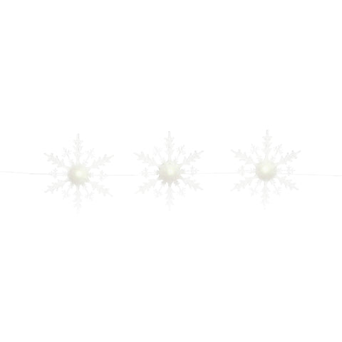 3 Lighted Snowflake Strand 18"Hx5'L Acrylic