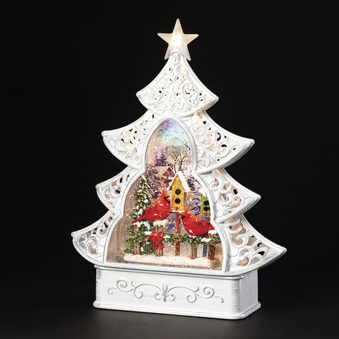 Lighted LED Swirl Cardinal Tree, 11.5"