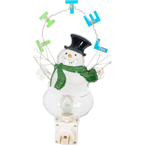 LED Snowman Night Light With "Let It Snow" Banner, 8.25"