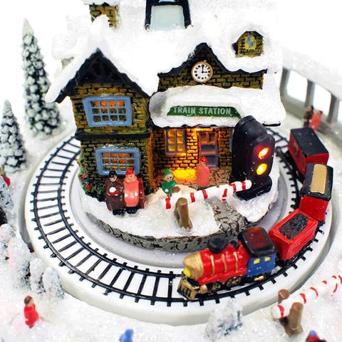 6.75" H Musical Led Village w/ Train