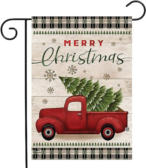 Merry Christmas Pickup Truck Garden Flag