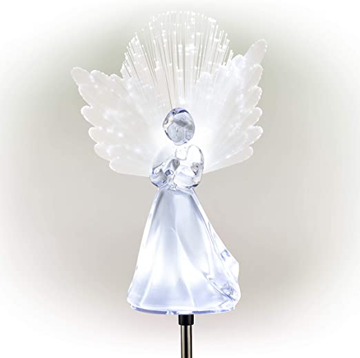 Solar Angel Garden Stake w/LED Fiber-Optic Wings