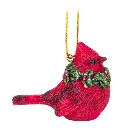 Cardinal W/ Wreath Ornament, 2.5" (2 styles - sold individually)