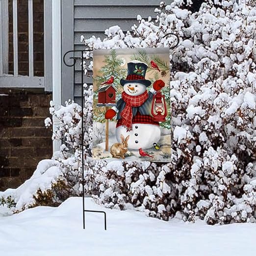 Snowman And Friends Garden Flag