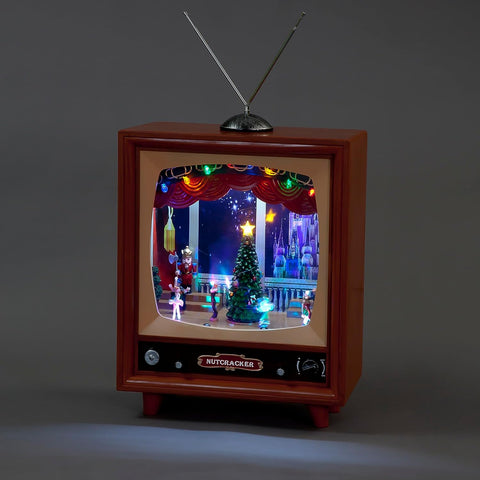Lighted Musical Nutcracker Ballet Animated TV, 8.25"