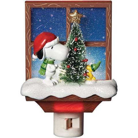 Snoopy and Woodstock Christmas Tree Night Light, 6"