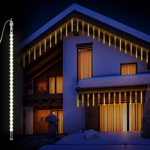 21ft Hanging Icicles w/Chasing Warm White LED Lights