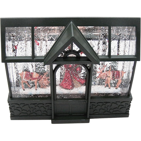 Lighted Swirl Greenhouse W/ Santa And Reindeer, 8"