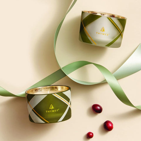 Frosted Plaid Frasier Fir Candles, 3 oz (Set of 2)